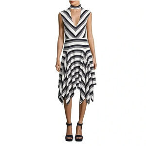 NWT Derek Lam 10 Crosby Striped Knee Length High Neck Midi Dress XS